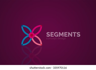 Outline minimal abstract geometric logo, linear business icon made of line segments, elements. Vector illustration