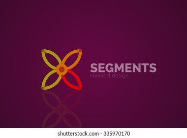 Esquema mínimo logotipo geométrico abstracto, icono comercial lineal hecho de segmentos de línea, elementos. Ilustración del vector