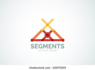 Esquema mínimo logotipo geométrico abstracto, icono comercial lineal hecho de segmentos de línea, elementos. Ilustración del vector