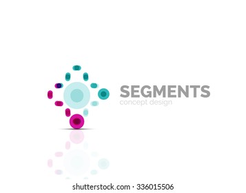 Esquema mínimo logotipo geométrico abstracto, icono comercial lineal hecho de segmentos de línea, elementos. Ilustración del vector