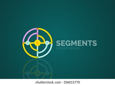 Esquema mínimo logotipo geométrico abstracto, icono comercial lineal hecho de segmentos de línea, elementos. Ilustración del vector