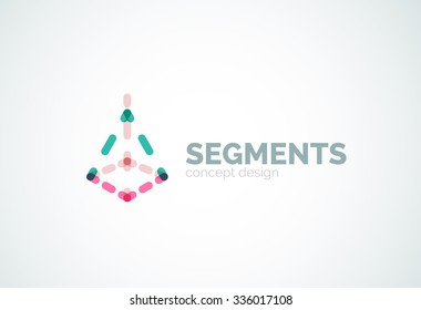 Esquema mínimo logotipo geométrico abstracto, icono comercial lineal hecho de segmentos de línea, elementos. Ilustración del vector