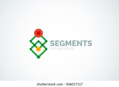 Umriss minimales abstraktes geometrisches Logo, lineares Geschäftssymbol aus Liniensegmenten, Elementen. Vektorgrafik