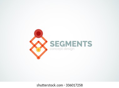 Esquema mínimo logotipo geométrico abstracto, icono comercial lineal hecho de segmentos de línea, elementos. Ilustración del vector