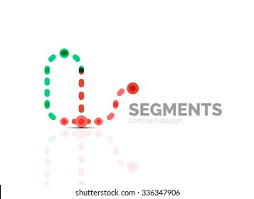 Esquema mínimo logotipo geométrico abstracto, icono comercial lineal hecho de segmentos de línea, elementos. Ilustración del vector