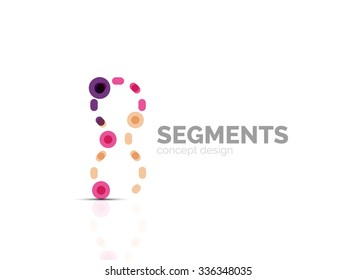 Esquema mínimo logotipo geométrico abstracto, icono comercial lineal hecho de segmentos de línea, elementos. Ilustración del vector