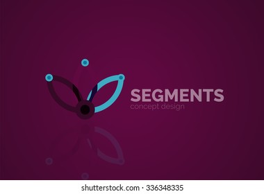 Outline minimal abstract geometric logo, linear business icon made of line segments, elements. Vector illustration