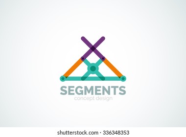Outline minimal abstract geometric logo, linear business icon made of line segments, elements. Vector illustration