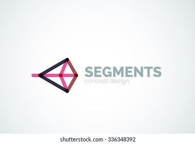 Esquema mínimo logotipo geométrico abstracto, icono comercial lineal hecho de segmentos de línea, elementos. Ilustración del vector