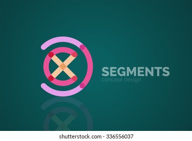 Esquema mínimo logotipo geométrico abstracto, icono comercial lineal hecho de segmentos de línea, elementos. Ilustración del vector