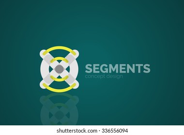Esquema mínimo logotipo geométrico abstracto, icono comercial lineal hecho de segmentos de línea, elementos. Ilustración del vector