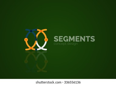 Outline minimal abstract geometric logo, linear business icon made of line segments, elements. Vector illustration