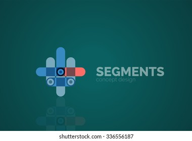 Esquema mínimo logotipo geométrico abstracto, icono comercial lineal hecho de segmentos de línea, elementos. Ilustración del vector