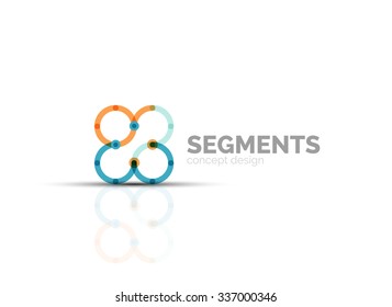 Esquema mínimo logotipo geométrico abstracto, icono comercial lineal hecho de segmentos de línea, elementos. Ilustración del vector