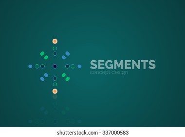 Esquema mínimo logotipo geométrico abstracto, icono comercial lineal hecho de segmentos de línea, elementos. Ilustración del vector