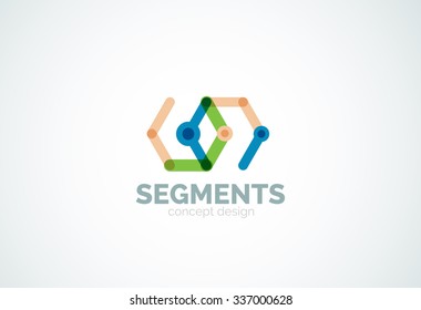 Outline minimal abstract geometric logo, linear business icon made of line segments, elements. Vector illustration