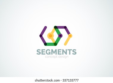 Outline minimal abstract geometric logo, linear business icon made of line segments, elements. Vector illustration