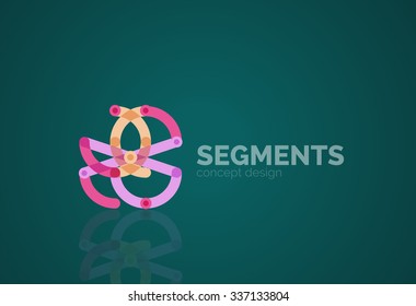Outline minimal abstract geometric logo, linear business icon made of line segments, elements. Vector illustration