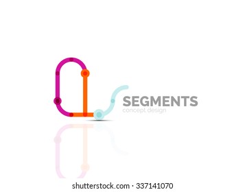 Esquema mínimo logotipo geométrico abstracto, icono comercial lineal hecho de segmentos de línea, elementos. Ilustración del vector