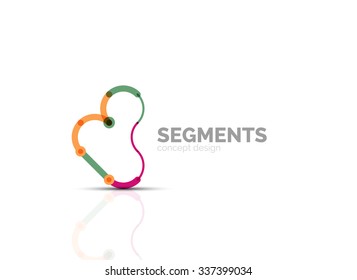 Outline minimal abstract geometric logo, linear business icon made of line segments, elements. Vector illustration