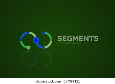 Esquema mínimo logotipo geométrico abstracto, icono comercial lineal hecho de segmentos de línea, elementos. Ilustración del vector