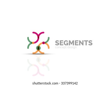 Esquema mínimo logotipo geométrico abstracto, icono comercial lineal hecho de segmentos de línea, elementos. Ilustración del vector