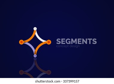 Esquema mínimo logotipo geométrico abstracto, icono comercial lineal hecho de segmentos de línea, elementos. Ilustración del vector