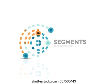 Esquema mínimo logotipo geométrico abstracto, icono comercial lineal hecho de segmentos de línea, elementos. Ilustración del vector