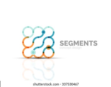 Outline minimal abstract geometric logo, linear business icon made of line segments, elements. Vector illustration