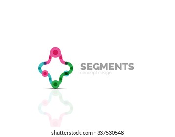 Esquema mínimo logotipo geométrico abstracto, icono comercial lineal hecho de segmentos de línea, elementos. Ilustración del vector