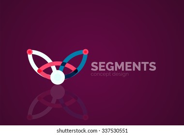 Esquema mínimo logotipo geométrico abstracto, icono comercial lineal hecho de segmentos de línea, elementos. Ilustración del vector