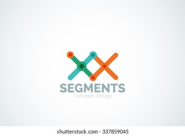 Descrever o logotipo geométrico abstrato mínimo, ícone de negócios linear feito de segmentos de linha, elementos. Ilustração vetorial