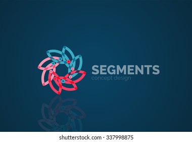 Esquema mínimo logotipo geométrico abstracto, icono comercial lineal hecho de segmentos de línea, elementos. Ilustración del vector