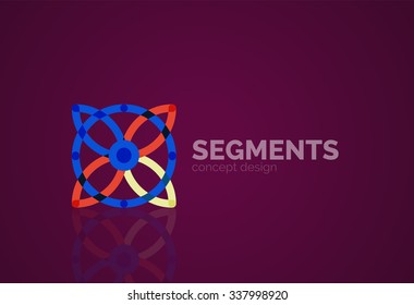 Outline minimal abstract geometric logo, linear business icon made of line segments, elements. Vector illustration
