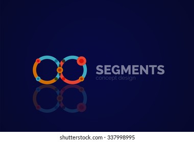 Esquema mínimo logotipo geométrico abstracto, icono comercial lineal hecho de segmentos de línea, elementos. Ilustración del vector