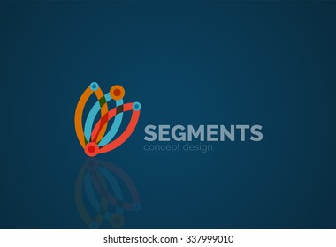 Esquema mínimo logotipo geométrico abstracto, icono comercial lineal hecho de segmentos de línea, elementos. Ilustración del vector
