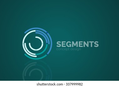 Esquema mínimo logotipo geométrico abstracto, icono comercial lineal hecho de segmentos de línea, elementos. Ilustración del vector