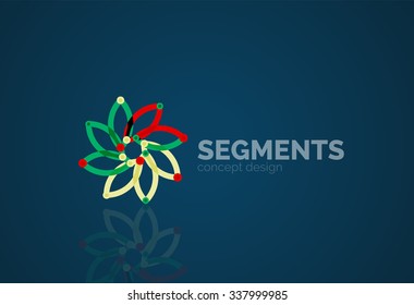 Esquema mínimo logotipo geométrico abstracto, icono comercial lineal hecho de segmentos de línea, elementos. Ilustración del vector