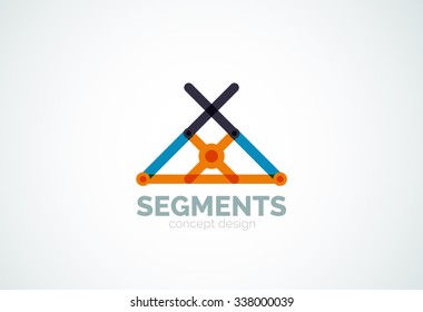 Outline minimal abstract geometric logo, linear business icon made of line segments, elements. Vector illustration