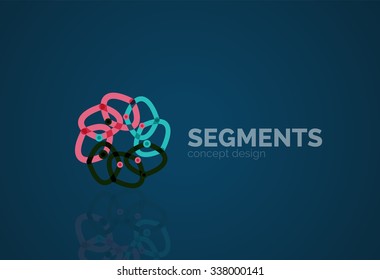 Outline minimal abstract geometric logo, linear business icon made of line segments, elements. Vector illustration