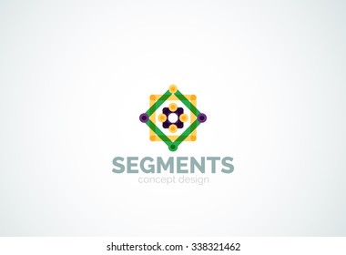 Outline minimal abstract geometric logo, linear business icon made of line segments, elements. Vector illustration