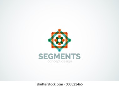 Umriss minimales abstraktes geometrisches Logo, lineares Geschäftssymbol aus Liniensegmenten, Elementen. Vektorgrafik