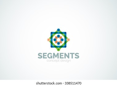 Esquema mínimo logotipo geométrico abstracto, icono comercial lineal hecho de segmentos de línea, elementos. Ilustración del vector