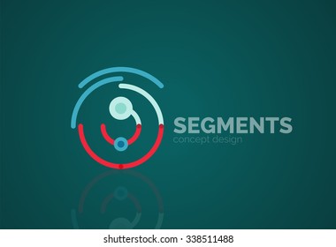 Esquema mínimo logotipo geométrico abstracto, icono comercial lineal hecho de segmentos de línea, elementos. Ilustración del vector