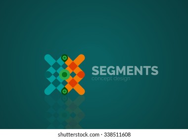 Outline minimal abstract geometric logo, linear business icon made of line segments, elements. Vector illustration