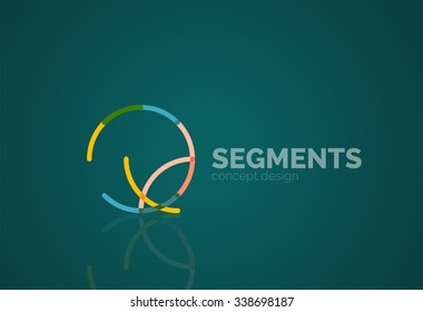 Outline minimal abstract geometric logo, linear business icon made of line segments, elements. Vector illustration