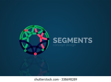 Esquema mínimo logotipo geométrico abstracto, icono comercial lineal hecho de segmentos de línea, elementos. Ilustración del vector