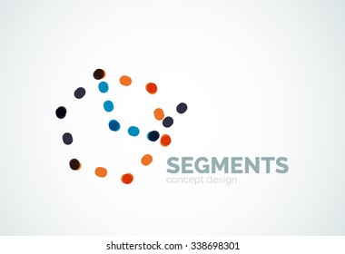 Esquema mínimo logotipo geométrico abstracto, icono comercial lineal hecho de segmentos de línea, elementos. Ilustración del vector