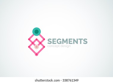 Outline minimal abstract geometric logo, linear business icon made of line segments, elements. Vector illustration