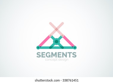 Outline minimal abstract geometric logo, linear business icon made of line segments, elements. Vector illustration